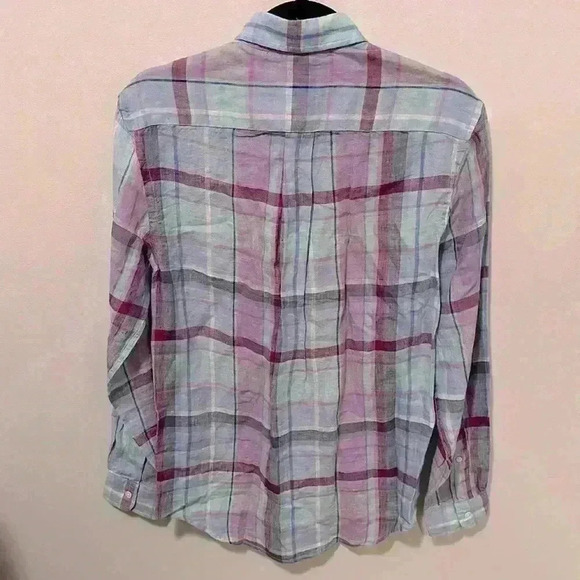 NWT Vineyard Vines 100% Linen Long Sleeve Button Down Plaid Shirt Men’s Size XS - Picture 3 of 13